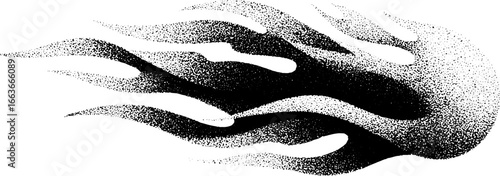 Abstract minimalist flame design with stipple dotwork technique