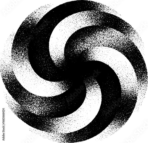 Abstract minimalist spiral design with stippling and dotwork techniques