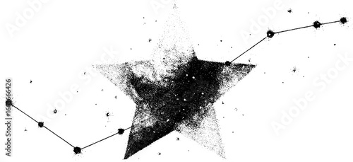 Minimalist stipple star with connected dots and constellation theme