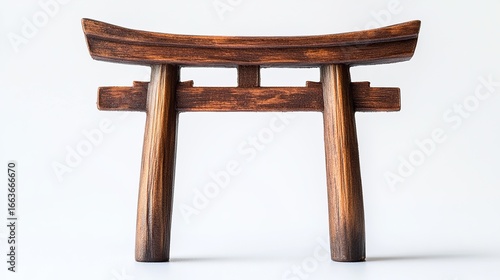 realistic Japanese torii gate miniature mockup, isolated on white background,