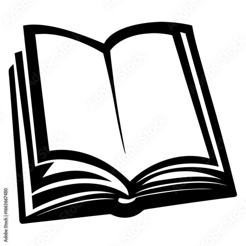 Simple illustration of an open book with blank pages for reading