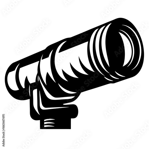 Stylized vintage monocular telescope on a stand for astronomy and celestial viewing