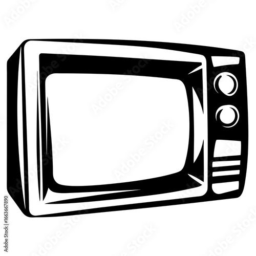 Monochrome Drawing of an Antique Television Set, Symbolizing Nostalgia and Vintage Era