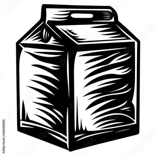 Monochrome Illustration of a Generic Carton Depicting Black and White Abstract Design