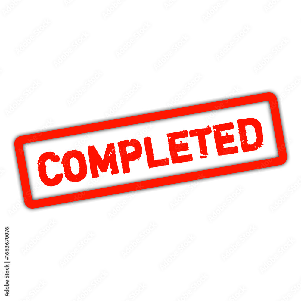 Fototapeta premium Red Completed Grunge Stamp Text Isolated icon on Transparent Background 