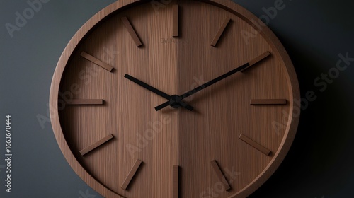 Wallpaper Mural Modern wall clock crafted from walnut wood with minimalist design. Torontodigital.ca