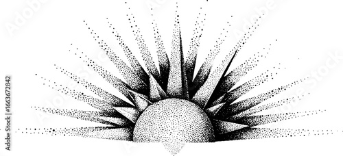Sacred sunburst stipple design for spiritual art and tattoo concepts