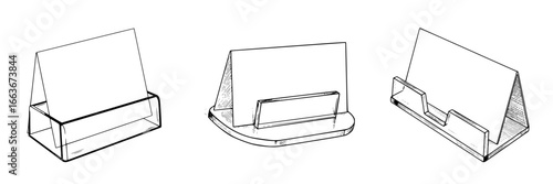 Vector set of clear acrylic place card holders n various designs and styles  