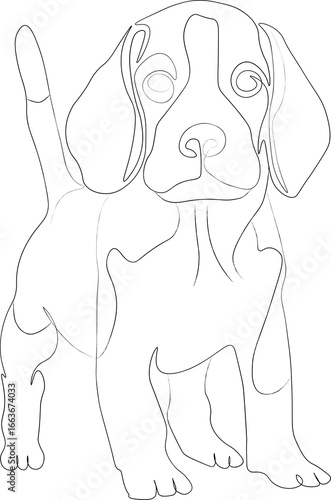 cute little beagle puppy drawn in one line