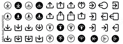 Download and Upload Arrow Icon Set  Line & Solid Style