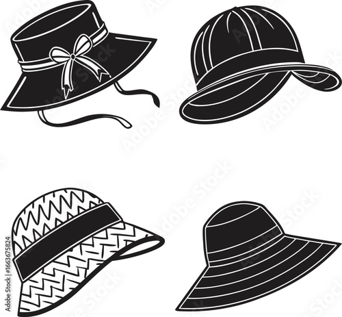 Stylized sun hat visor straw hat and headwear