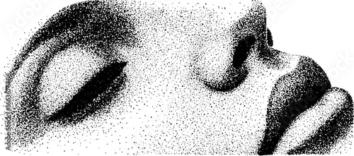 Stippling dotwork illustration of profile with halftone texture for artistic design