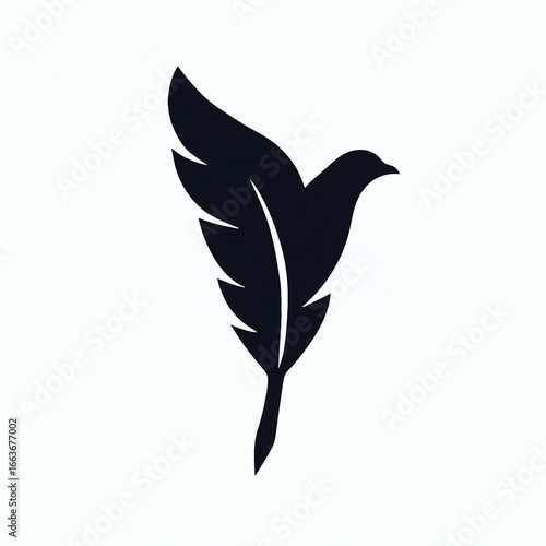 Symbol of Creativity icon logo vector illustration pen Feather and Bird Fusion ui ux