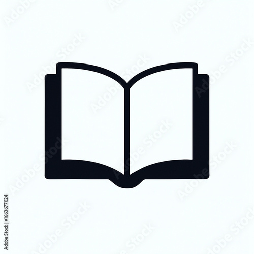 An empty, old, opened book with blank pages is isolated on a white background