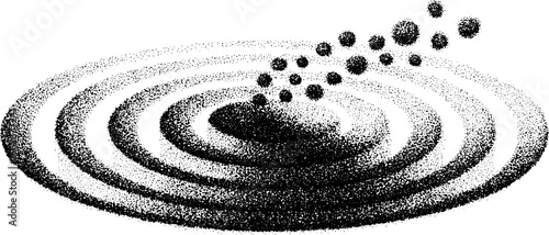 Abstract stipple dotwork design of expanding concentric circles for artistic prints