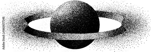 Eclipsed circle with stippling art effect for design and decor