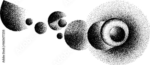Abstract expanding shapes with stippling dotwork for artistic design and decor