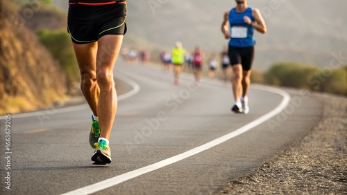 Runners compete in a scenic outdoor marathon race