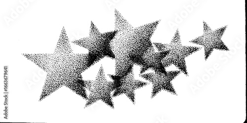 Stippling dotwork art featuring scattered stars for vintage design and decor