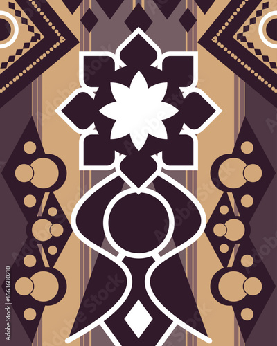 Aztec geometric revival mystic heritage in deep plum