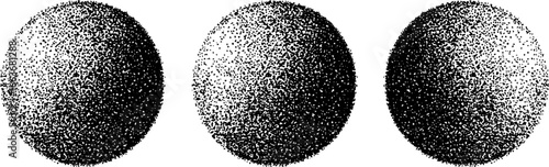 Dotwork stippling illustration of three dots with halftone effect for vintage design