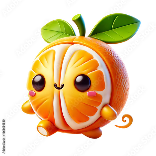 Cute 3d mandarin design isolated on white background