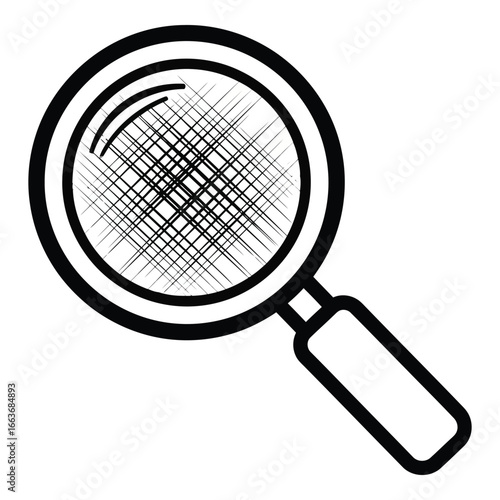 Magnifying glass with scribbled lens