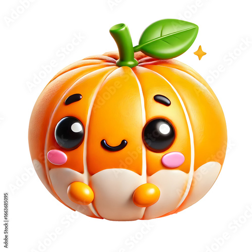Cute 3d mandarin design isolated on white background