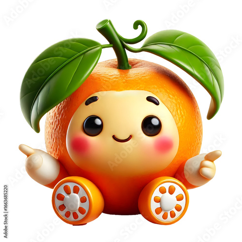 Cute 3d mandarin design isolated on white background