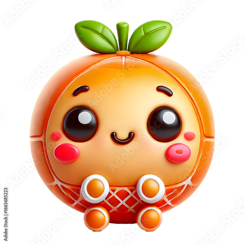 Cute 3d mandarin design isolated on white background