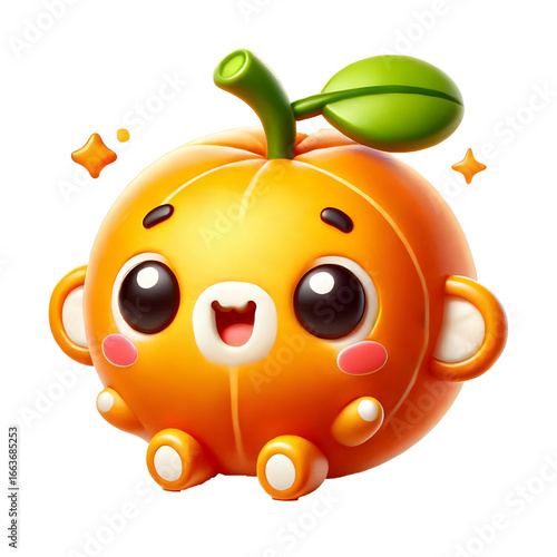 Cute 3d mandarin design isolated on white background