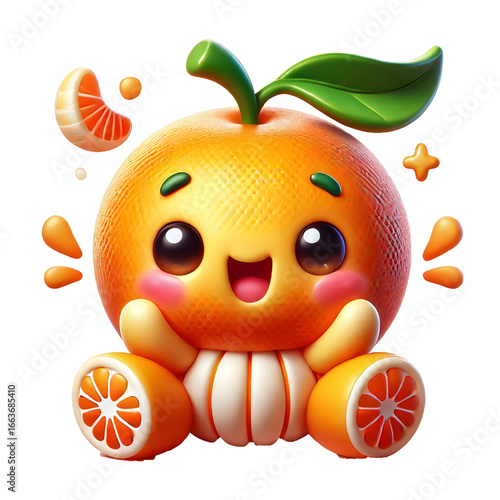 Cute 3d mandarin design isolated on white background