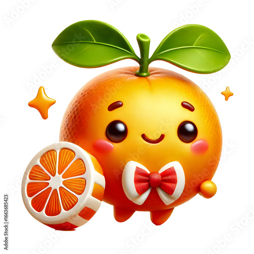 Cute 3d mandarin design isolated on white background