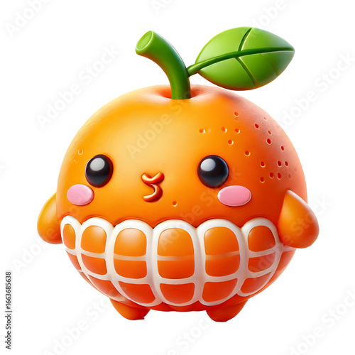 Cute 3d mandarin design isolated on white background