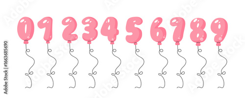 Pink number balloon set design for birthdays and party decor