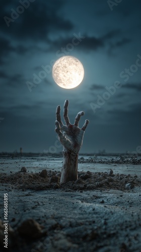 Halloween, dead hand coming out from the soil pain, zombie, cruel, cross, devil, human, undead