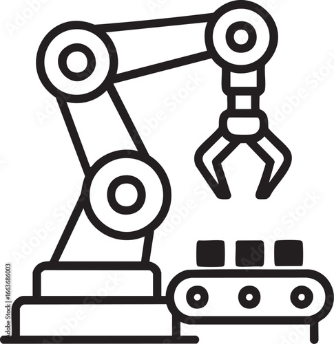 Vector Illustration of Industrial Robotic Arm for Smart Manufacturing