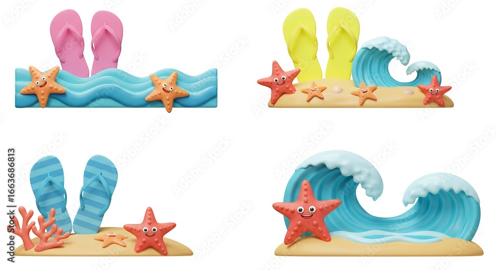 Naklejka premium Beach scene decorative figurines
