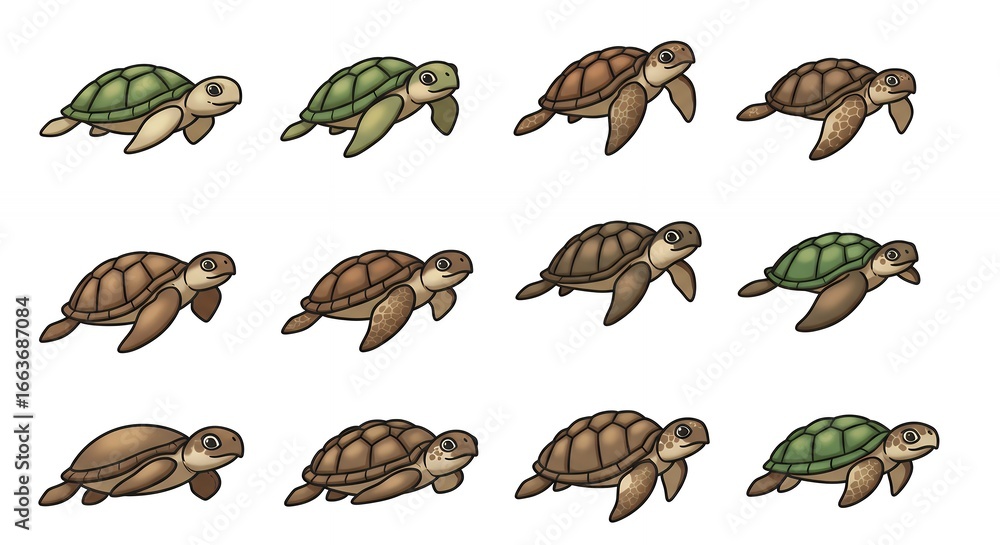 Obraz premium Cartoon turtles illustrations