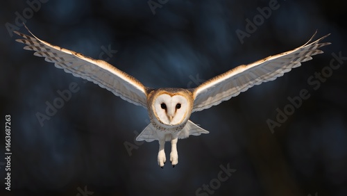 Majestic Barn Owl Close-Up Illustration