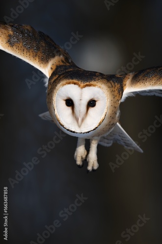Majestic Barn Owl Close-Up Illustration