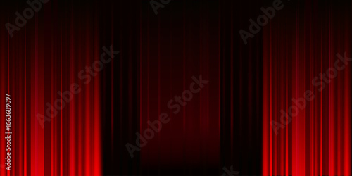 Dark Red closed curtain with light spots in a theater. Background empty room with space for your text.
