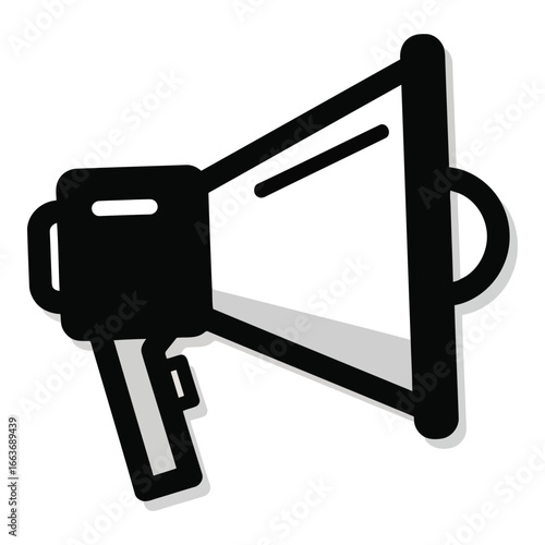 Black megaphone icon for announcement and promotion