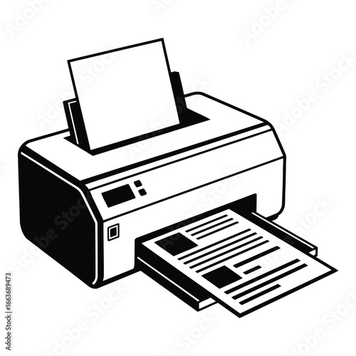 Modern printer with paper output and input tray