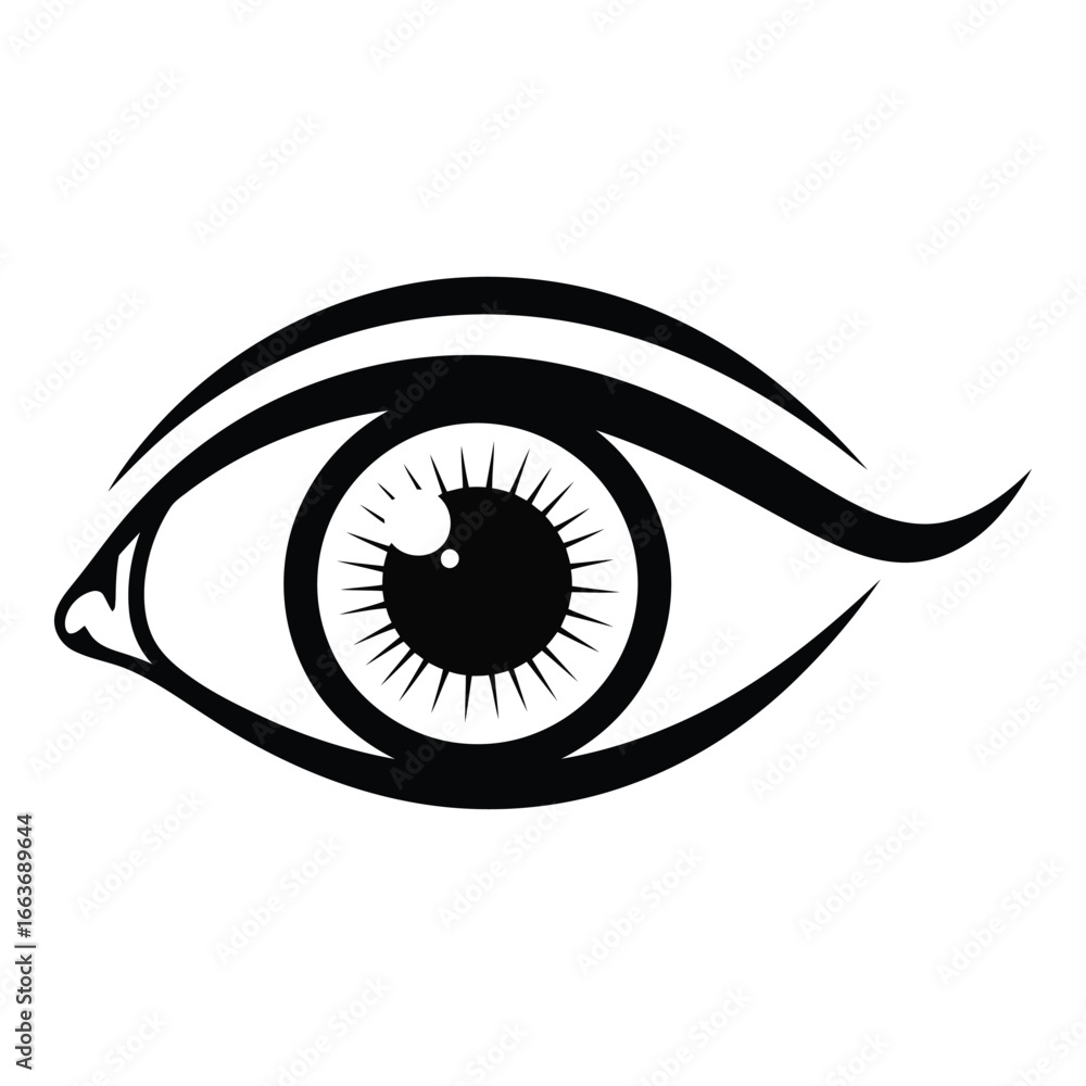 Obraz premium Stylized black and white eye icon