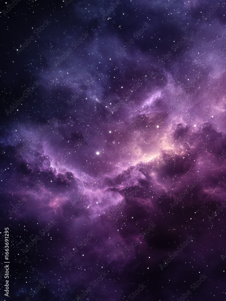 Naklejka premium majestic purple nebula cosmic background starry night sky
