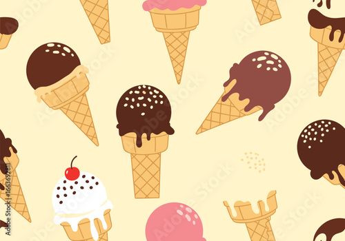 Delicious sweet ice cream cones with various toppings and flavors delightful treat