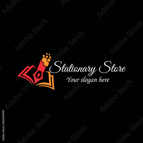 stationary shop logo design vector