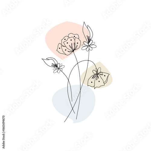 New One line drawing minimalist flower illustration in line art style VECTOR