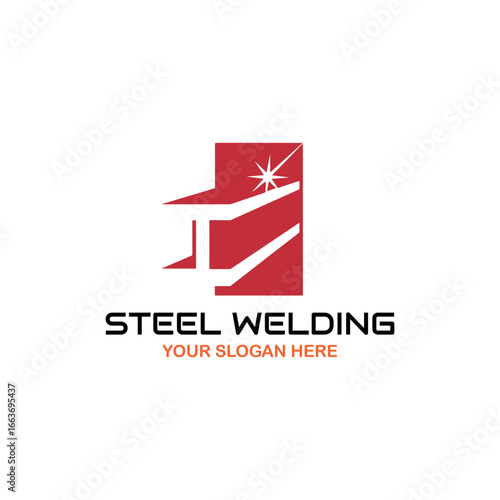 steel welding workshop logo design vector